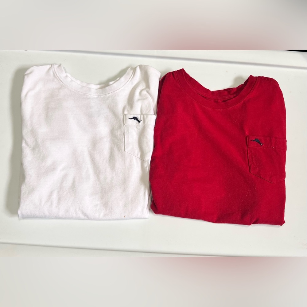Tommy Bahama Kids Red and White Long Sleeve Tees
